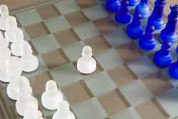 peças azuis de xadrez